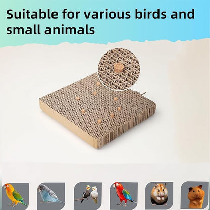 2PCS Bird Toys for Cage - Shredding & Foraging Platform Perch Stand, Safe Cardboard Chew Toys for Parakeets, Cockatiels, Conures, Parrots | Cage Attachment | Bird Cage Accessories