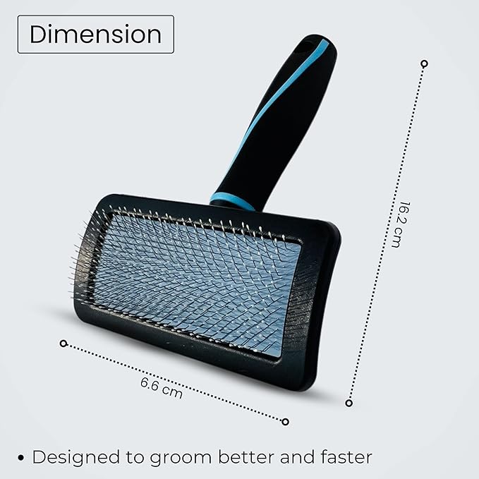 Pet Slicker Brush (Small Size, Black) for Grooming Pet Hair with Fluff Detangle Style  Dog Brush for Long & Short Haired Dogs for Goldendoodles  Curved Pin for  Removes Tangles & Loose Fur