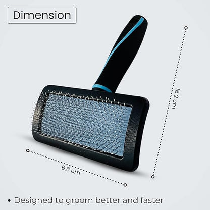 Pet Slicker Brush (Small Size, Black) for Grooming Pet Hair with Fluff Detangle Style  Dog Brush for Long & Short Haired Dogs for Goldendoodles  Curved Pin for  Removes Tangles & Loose Fur