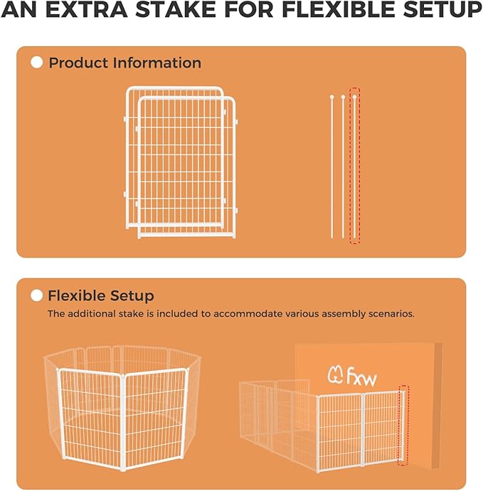 FXW Homeplus Dog Playpen for Indoor Use - Stress-Free and Safe Play, Heavy Duty 40 Inch 2 Panels Dog Pen for Medium and Large Dogs, White_atented