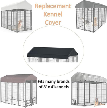 8' x 4' Replaceable Dog Kennel Cover 420D Heavy Duty Waterproof Dog Kennel Canopy Cover - Black (Includes cover only)