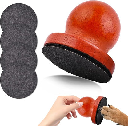 Dog Nail File Dog Scratch Board for Nails Wooden Handicraft Cat Dog Nail Scratch Pad with 4 Pcs Replaceable Sandpaper Dog Trainning Accessories Stress Free Nail Filing for Dogs(Caramel)