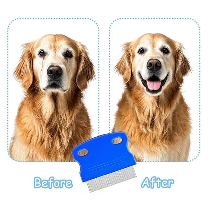 6Pcs Pet Combs for Remove Knots, Fluff and Dirt Dog Eye Comb for Removing Eye Mucus and Crust Dog Flea Fine Combs for Grooming Matting(Blue)