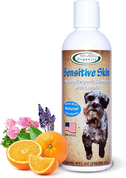Dog Shampoo for Sensitive Skin - Lanolin-Enriched Formula - pH Balanced to Support Natural Oils - Light Citrus Scent - Suitable for All Dogs - Moisturizes and Softens Coats - 8 oz