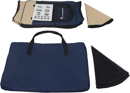 EliteField 2-Door Soft Pet Playpen (2 Year Warranty), Exercise Pen, Multiple Sizes and Colors Available for Dogs, Cats and Other Pets (62" x 62" x 36"H, Beige+Navy Blue)