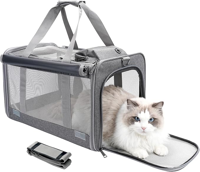 HSC PET Carrier for Large Cats, Soft-Sided Pets Carrier for Rabbit Puppy Small Animals up to 20lbs, Washable Dog Bag Mats Privacy Protection for Home Outdoor Travel