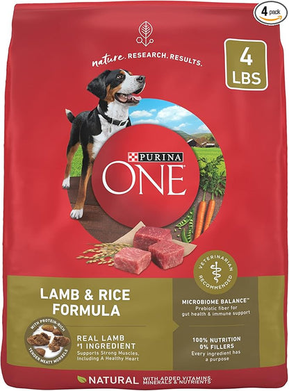 Purina ONE Dry Dog Food Lamb and Rice Formula - (Pack of 4) 4 lb. Bags