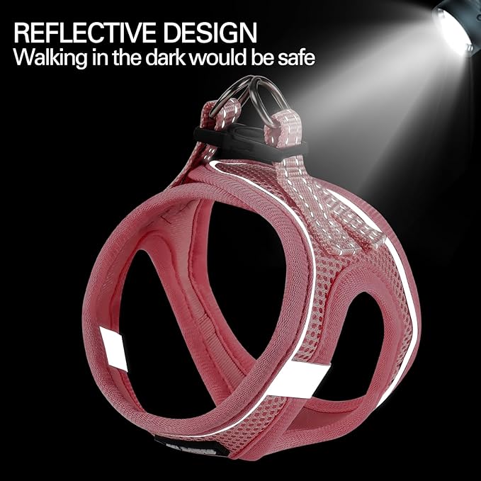 Dog Harness for Small Dogs, Small Dog Harness and Leash Set, Honeycomb Grid, Reflective Lightweight Harness & Anti-Twist Pet Lead,Dog Harness(Multi Color, Size: XS-S-M) (S, Pink)