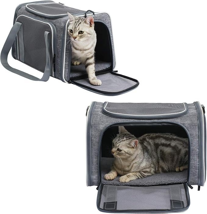 Cat Carrier - Portable Foldable Dog Pet Carrier, Soft-Sided Pet Bag up to 15 Lbs, Airline Approved Travel Puppy Carrier