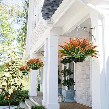 16Pcs Artificial Grass Fake Plants 17.3in Outdoor Plastic Plants UV Resistant Greenery Fake Grass for Home Window Garden Patio Hanging Planter Pathway Front Porch Décor Red