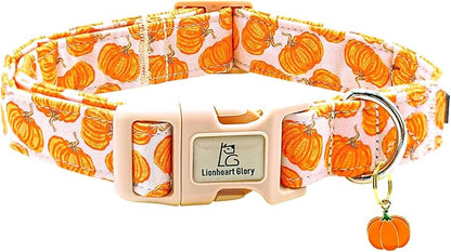 Lionheart glory Halloween Dog Collars Pumpkin Pink Dog Collar Heavy Duty Adjustable Fall Dog Collar for Large Collar Dog Female or Male Dog Collar