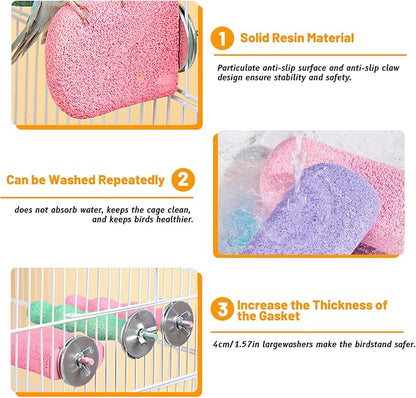 6 Pack Bird Beak Grinding Calcium Stone, Parrot Cage Perch Stand Platform Foot Claws Trimmer, Parrot Teething Stone Toy, Bird Cage Accessories for Parakeet, Rabbit, Bunny, Hamster, Chinchilla (Small)