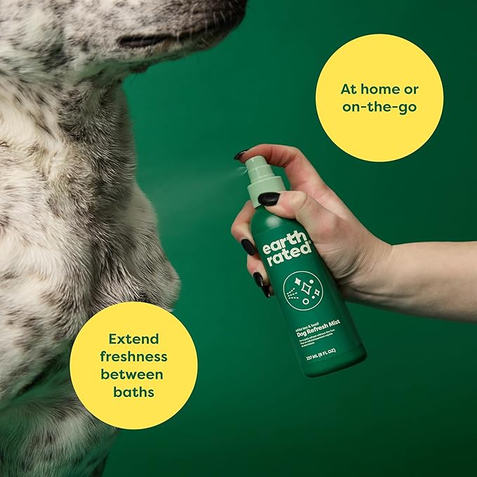 Earth Rated Dog Deodorizing Spray, Conditioning & Odor-Eliminating Perfume for Dogs, for All Coat Types, Refreshing White Tea & Basil Scent, 8 oz.