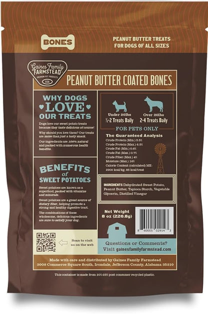 Gaines Family Farmstead Sweet Potato Peanut Butter Coated Bones  Natural Dog Treats, Limited Ingredients, Healthy Snacks for Dogs, Made in USA, 2.5 Pound Bag