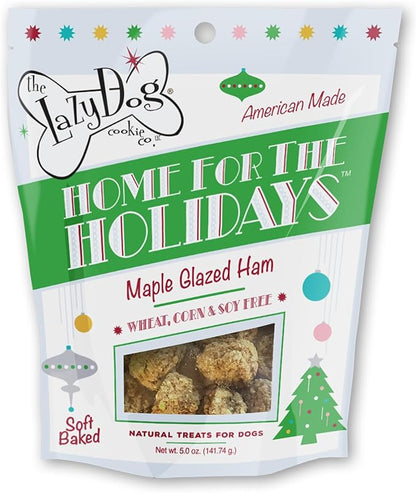 The Lazy Dog Cookie Co. - Home for The Holidays Soft Baked Dog Treats - Wheat, Corn & Soy Free - Limited Edition - Mouth Watering Maple Glazed Ham Flavored - 5 oz (HM)