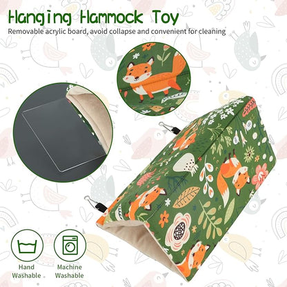 Rypet Winter Warm Bird Nest House - Hanging Hammock Velvet Shed Hut Cage Plush Fluffy Birds Hideaway Sleeping Bed Fuzzy for Parrot Parakeet Cockatiels Budgies Lovebird Mediumï¼_reenï¼