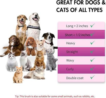 Dog Self Cleaning Slicker Brush for Shedding, Ideal for Short Long Haired Dogs, Including Cat. Removes Loose Fur, Undercoat, Mats, Tangled Hair. Suit for Large Medium Small Animal, Pink