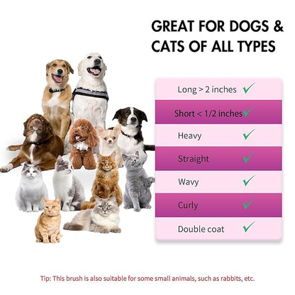 Dog Self Cleaning Slicker Brush for Shedding, Ideal for Short Long Haired Dogs, Including Cat. Removes Loose Fur, Undercoat, Mats, Tangled Hair. Suit for Large Medium Small Animal, Pink