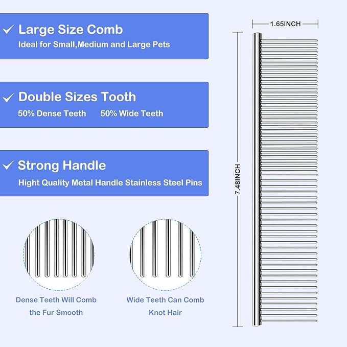 Dog Slicker Brush for Goldendoodles & Golden Doodle Brush for Grooming Kit - Dog Brush for Goldendoodle, Labradoodle, Poodles - Pet Hair Brush for Medium & Long Haired Dogs - Large(Blue)