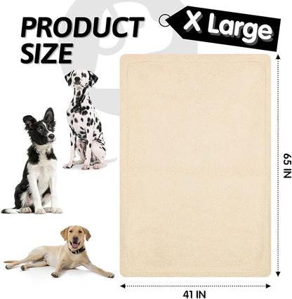 furrybaby Dog Blanket Soft Dog Blankets for Large Dogs Puppy Essentials Washable Sherpa Fleece Cat Blanket 41x65 Inches for Bed Furniture Couch Sofa (X Large, Beige)