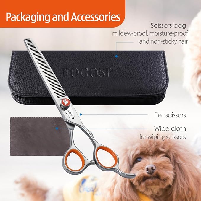 46 Teeth Thinning Shears for Dogs Grooming 7 inch Professional Blending Thinning Scissors for Dogs Cat Pet Japan 440C Stainless Right Handed