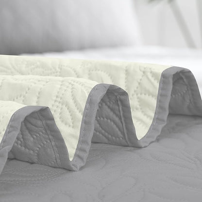 Easy-Going Waterproof Dog Bed Cover Reversible Leak Proof Pet Blanket Replacement Mat for Furniture Washable Couch Cover Sofa Cover for Dogs Cat(30x53 Inch, Light Gray/Ivory)