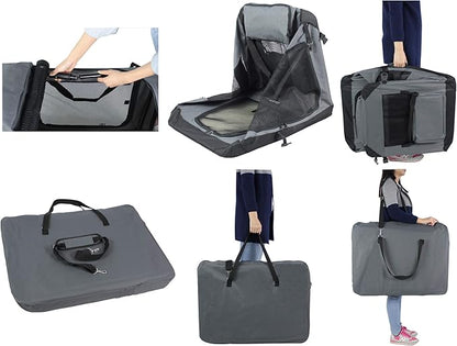 EliteField 3-Door Folding Soft Dog Crate with Carrying Bag and Fleece Bed (2 Year Warranty), Indoor & Outdoor Pet Home (42" L x 28" W x 32" H, Gray)