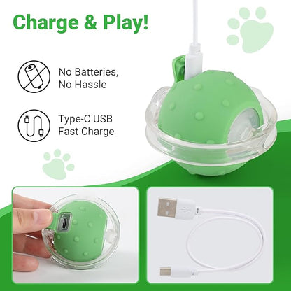 Interactive Cat Toys for Indoor Cats Fast Rolling Ball, Automatic Motion Activated Ball, Hide and Seek for Indoor Exercise Toys, Real Bird Squeaky for Kitten Exercise Kicker