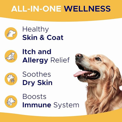Omega 3 Alaskan Fish Oil Treats for Dogs (360 Ct) - Dry & Itchy Skin Relief + Allergy Support - Shiny Coats - EPA&DHA Fatty Acids - Natural Salmon Oil Chews - Alaskan Salmon Flavor