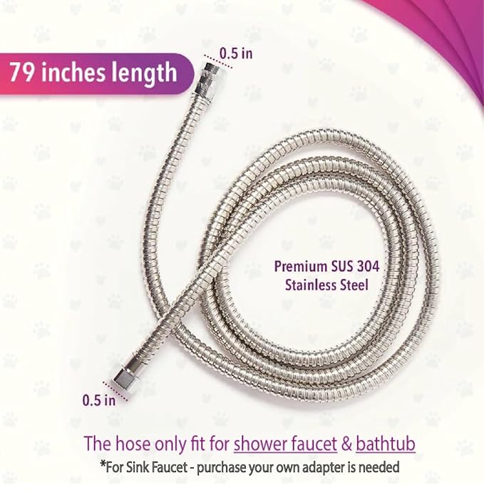 Dog Shower Attachment for Shower Faucet, Scrubber Bathtub Spout 3 in1 Set Deep Cleaning Washing Kit Glooming and Massage Function,with 2m Hose, for Medium and Large Dogs