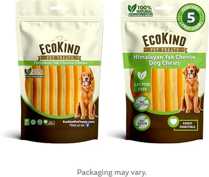 EcoKind Premium Gold Yak Cheese Himalayan Dog Chews, Dog Treats Large Breed, All Natural, High Protein, for Aggressive Chewers, Large - 5 Chews