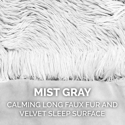 Furhaven Waterproof Throw Blanket for Dogs & Indoor Cats, Washable - Shaggy Plush Calming Long Faux Fur & Velvet Dog Blanket - Mist Gray, Medium