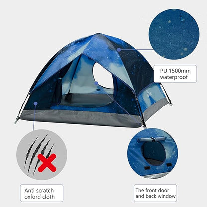 Outdoor Waterproof Pet Camping Tent, Cave Bed for Indoor Cats and Small Dogs, Portable Cat House Dog House, 21.6x21.6x14.9'', Navy Blue, S.