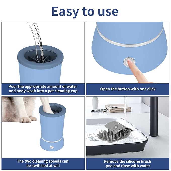 Dog Paw Cleanerï¼_utomatic paw cleaner For dogs, Type-c Charging, Designed For Small To Medium Sized Dogs ï¼_asy To Carryï¼_eeps Homes Clean (blue)
