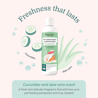 Hepper Pet Conditioner and Moisturiser - Scented Dog Conditioner & Detangler. Perfect for Long Hair, Short Hair, Dry Skin, Shedding Control, Allergies, and Puppy Coats! Cucumber and Aloe Scented.