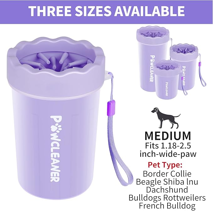 Dog Paw Cleaner for Dogs, (with 3Pcs Absorbent Towels & Adjustable Bath Brush) Dog Paw Washer, Pet Foot Cleaner (Purple, Medium)