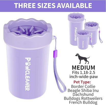 Dog Paw Cleaner for Dogs, (with 3Pcs Absorbent Towels & Adjustable Bath Brush) Dog Paw Washer, Pet Foot Cleaner (Purple, Medium)