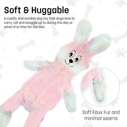 FGA MARKETPLACE Frog-Grey and Pink Rabbit Flat NO Stuffing NO Squeak Plush Dog Toy, Funny Style Will Entertain Your Dog for Hours, Recommended for Small and Medium Dog 21 INCH Long