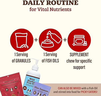 Natural Dog Company Dog Food Topper, Antioxidant Berry Granules for Dogs, Natural Dog Vitamins & Superfood Topper, Holistic Dog Nutrition, Dog Immune Support, Berry Dog Supplement, 8oz Resealable