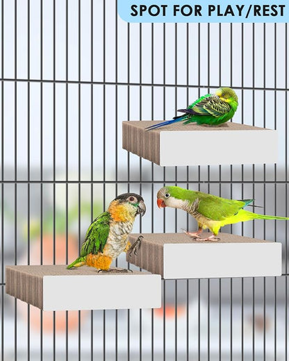 KATUMO Parrot Toys, 7 Inch Conure Shredder Foraging Toys Bird Perch Stand Cardboard Cockatiel Chew Toys for Parakeet Canary Conure Mynah Small Parrots