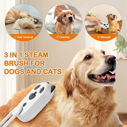 2025-NEW Cat Steam Brush for Shedding, 4 in 1 Brushs with Foldable Handle, Steam Brushs for Cats,Water Brush for Cat, Pet Spray Hair Removal Comb,magic wand for pet hair(white)
