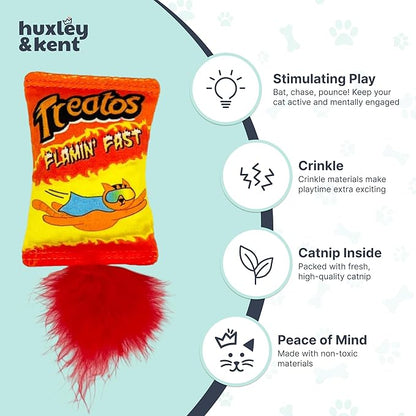 Huxley & Kent Plush Cat Toy - Interactive Catnip Toy for Cats & Kittens - Soft with Crinkle & Catnip - Fun Indoor Play - Treatos Snacks