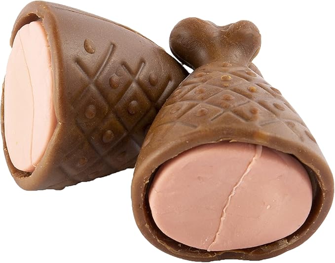 DreamBone Holiday Ham Flavored Chews 6 Count, Made with Real Chicken, Rawhide-Free Chews for Dogs