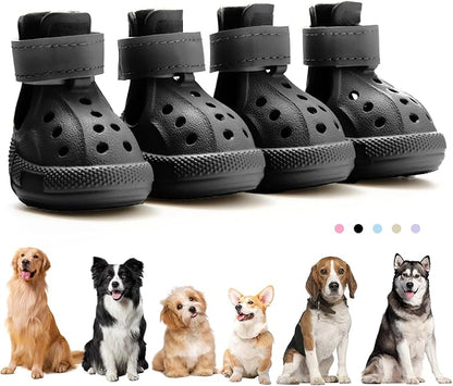 Dog Boots for Hot Pavement & Snow, Waterproof Non-Slip Dog Shoes with Reflective Straps, Adjustable Pet Booties for Small to Large Dogs, Outdoor Paw Protection, 4Pcs
