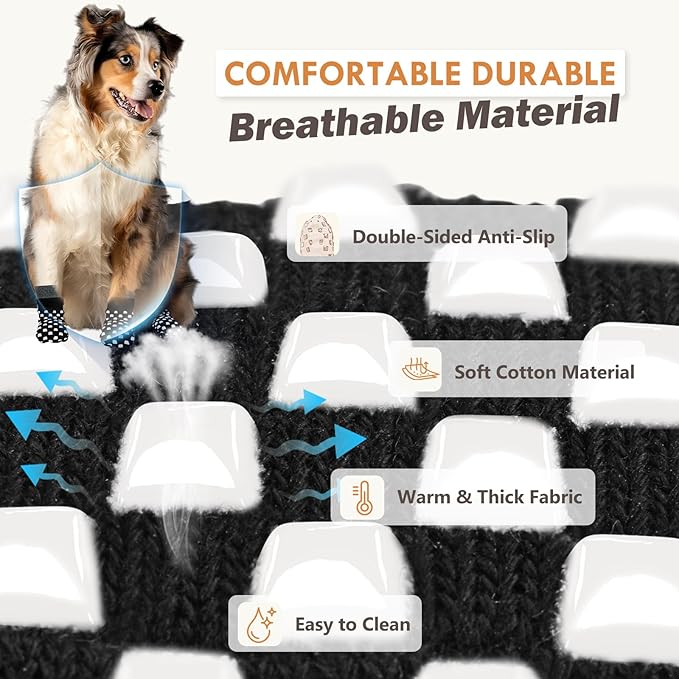 Non Slip Dog Socks to Prevent Licking Paws Grippy Socks for Senior Dog on Hardwood Floors Anti Slip Dog Socks for Hot Pavement Double Side Paw Protector Prevent Scratching Black M