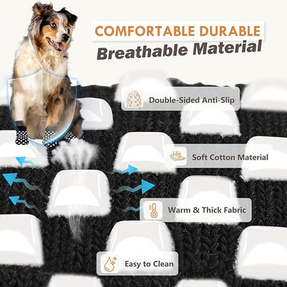 Non Slip Dog Socks to Prevent Licking Paws Grippy Socks for Senior Dog on Hardwood Floors Anti Slip Dog Socks for Hot Pavement Double Side Paw Protector Prevent Scratching Black XL