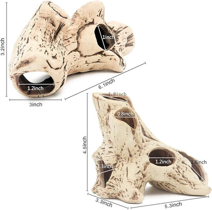 ALEGI Aquarium Decoration Rock Caves, Hideaway for Shrimp, Cichlid, Betta Fish Hideout Decor, Safe for Freshwater and Saltwater Tanks (TreeStumpL+S)