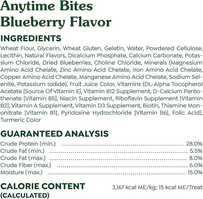 Greenies Anytime Bites Dog Treats, Blueberry Flavor, 10.3 oz. Bag