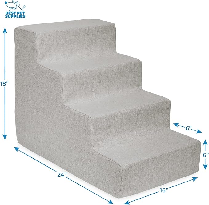 Best Pet Supplies Dog Stairs for Small Dogs & Cats, Foam Pet Steps Portable Ramp for Couch Sofa and High Bed Non-Slip Balanced Indoor Step Support, Paw Safe No Assembly - Sand, 4-Step
