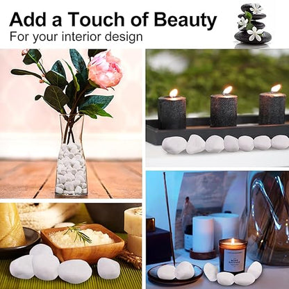 20Ib Snow White River Rock- Decorative Pebbles for Plants - River Rocks Outdoor Landscaping- 0.3"-0.8" inch Polished Stones for Aquarium, Home Decor,Garden Decor